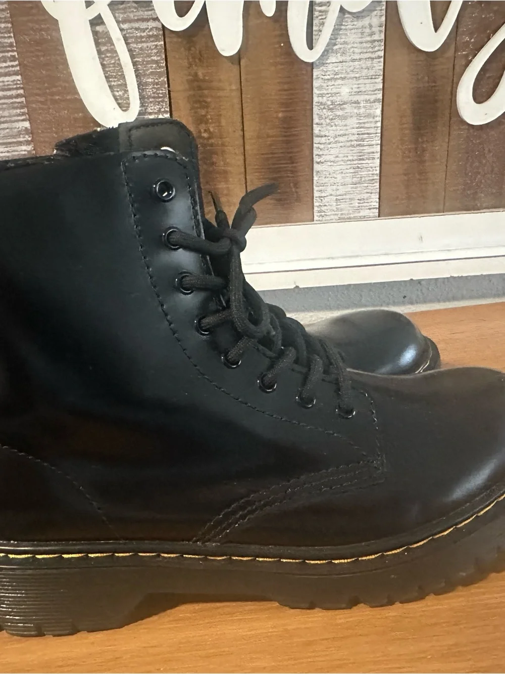 Dr Martens Black Platform Lace-Up Combat Boots